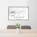 24x36 Truckee California Map Print Lanscape Orientation in Classic Style Behind 2 Chairs Table and Potted Plant