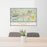 24x36 Truckee California Map Print Lanscape Orientation in Woodblock Style Behind 2 Chairs Table and Potted Plant
