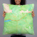 Person holding 22x22 Custom Truckee California Map Throw Pillow in Watercolor