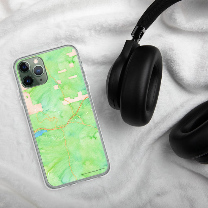 Custom Truckee California Map Phone Case in Watercolor on Table with Black Headphones