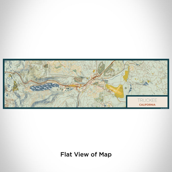 Flat View of Map Custom Truckee California Map Enamel Mug in Woodblock