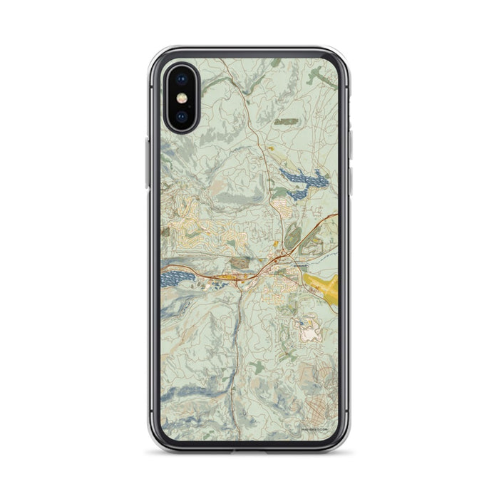 Custom iPhone X/XS Truckee California Map Phone Case in Woodblock