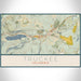 Truckee California Map Print Landscape Orientation in Woodblock Style With Shaded Background