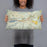 Person holding 20x12 Custom Truckee California Map Throw Pillow in Woodblock