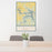 24x36 Truman Lake Missouri Map Print Portrait Orientation in Woodblock Style Behind 2 Chairs Table and Potted Plant