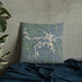 Custom Truman Lake Missouri Map Throw Pillow in Afternoon on Bedding Against Wall