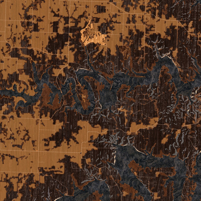 Truman Lake Missouri Map Print in Ember Style Zoomed In Close Up Showing Details