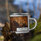 Right View Custom Truman Lake Missouri Map Enamel Mug in Ember on Grass With Trees in Background