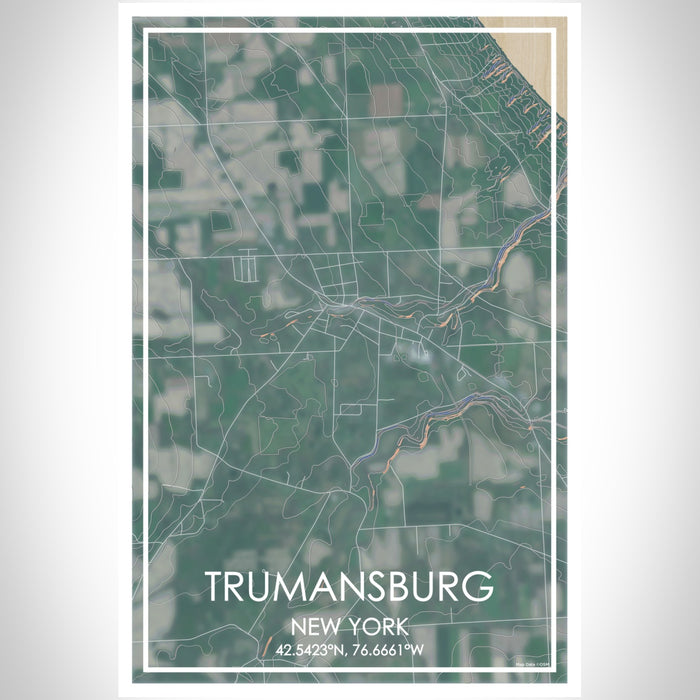 Trumansburg New York Map Print Portrait Orientation in Afternoon Style With Shaded Background