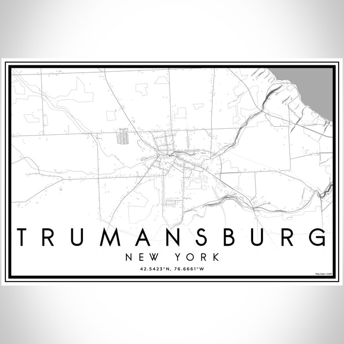 Trumansburg New York Map Print Landscape Orientation in Classic Style With Shaded Background