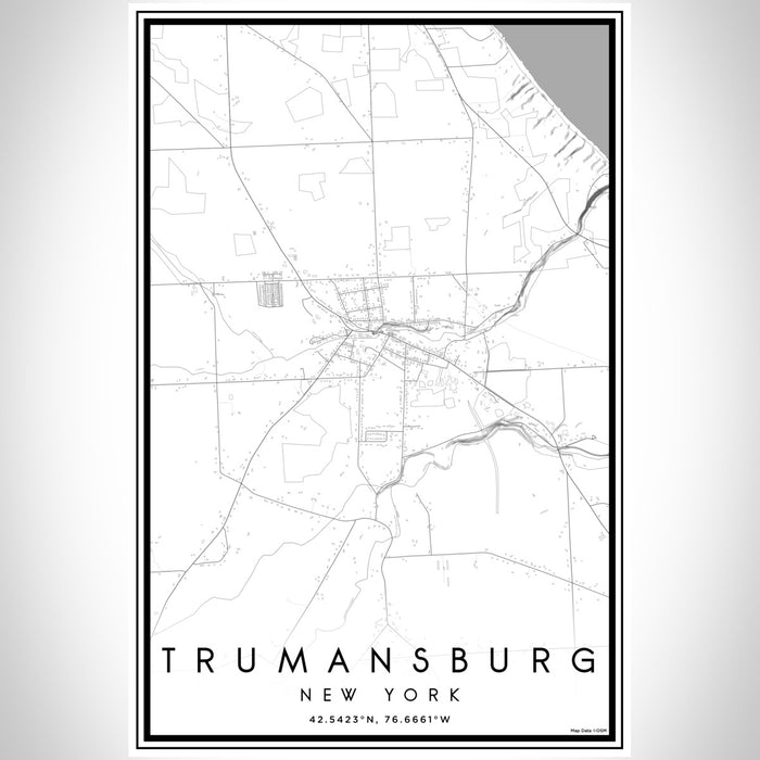 Trumansburg New York Map Print Portrait Orientation in Classic Style With Shaded Background