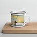 Right View Custom Trumansburg New York Map Enamel Mug in Woodblock