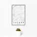 12x18 Tucker Georgia Map Print Portrait Orientation in Classic Style With Small Cactus Plant in White Planter