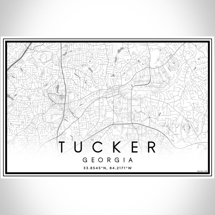 Tucker Georgia Map Print Landscape Orientation in Classic Style With Shaded Background