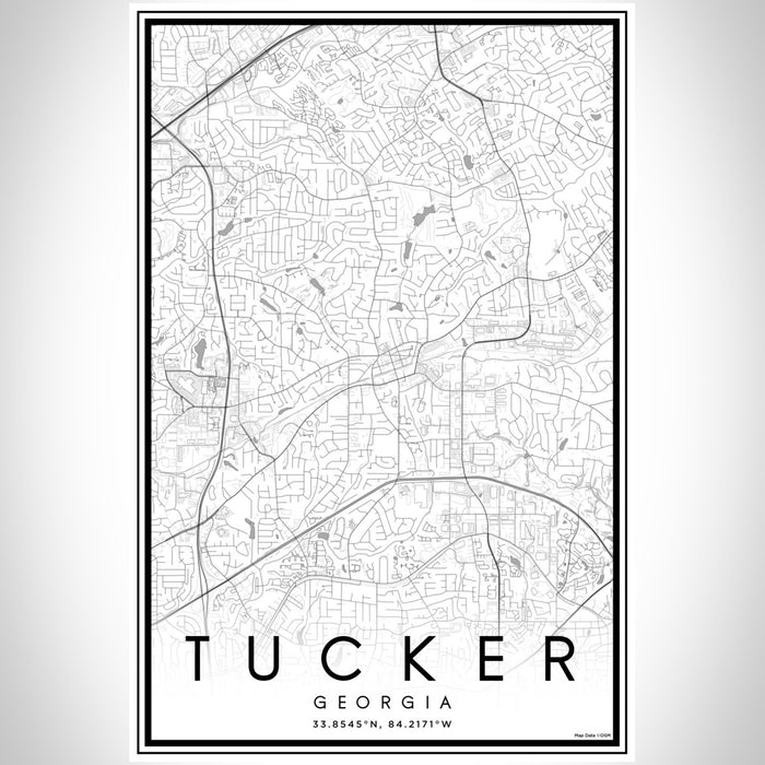 Tucker Georgia Map Print Portrait Orientation in Classic Style With Shaded Background