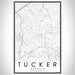 Tucker Georgia Map Print Portrait Orientation in Classic Style With Shaded Background