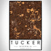 Tucker Georgia Map Print Portrait Orientation in Ember Style With Shaded Background