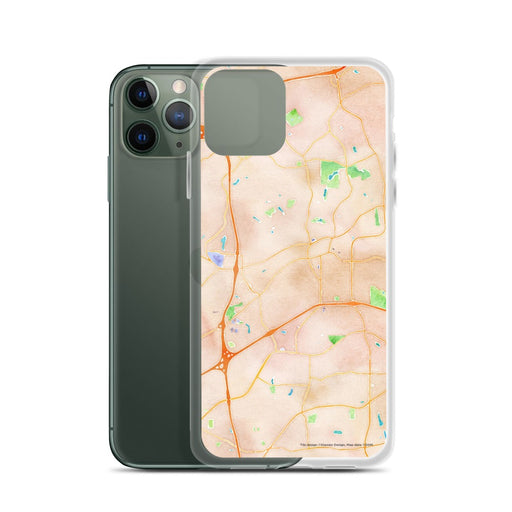 Custom Tucker Georgia Map Phone Case in Watercolor on Table with Laptop and Plant