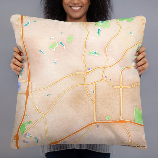 Person holding 22x22 Custom Tucker Georgia Map Throw Pillow in Watercolor