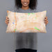 Person holding 20x12 Custom Tucker Georgia Map Throw Pillow in Watercolor