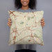 Person holding 18x18 Custom Tucker Georgia Map Throw Pillow in Woodblock