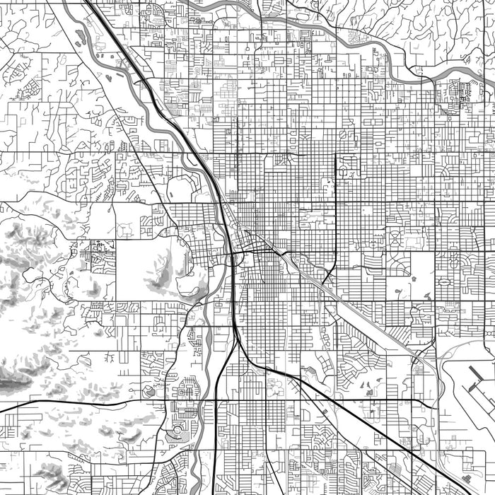 Tucson Arizona Map Print in Classic Style Zoomed In Close Up Showing Details