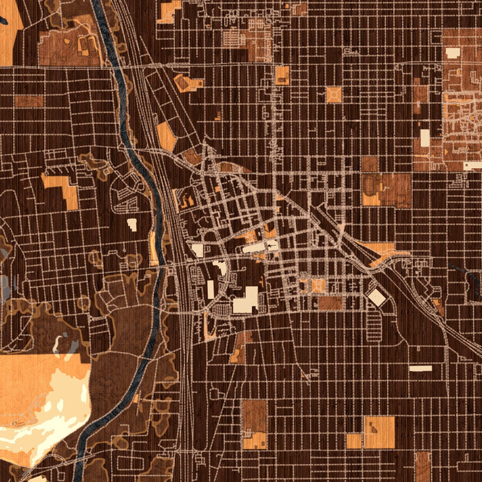 Tucson Arizona Map Print in Ember Style Zoomed In Close Up Showing Details