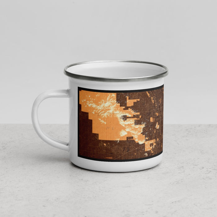 Left View Custom Tucson Arizona Map Enamel Mug in Ember