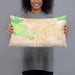Person holding 20x12 Custom Tucson Arizona Map Throw Pillow in Watercolor