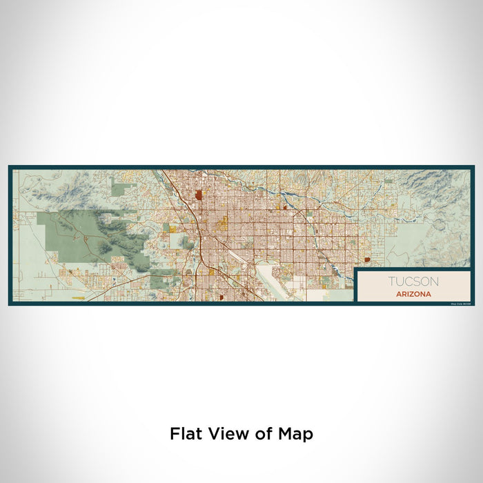 Flat View of Map Custom Tucson Arizona Map Enamel Mug in Woodblock