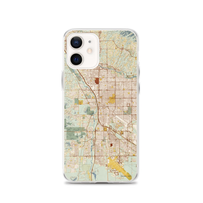 Custom Tucson Arizona Map iPhone 12 Phone Case in Woodblock