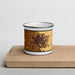 Front View Custom Tulare California Map Enamel Mug in Ember on Cutting Board