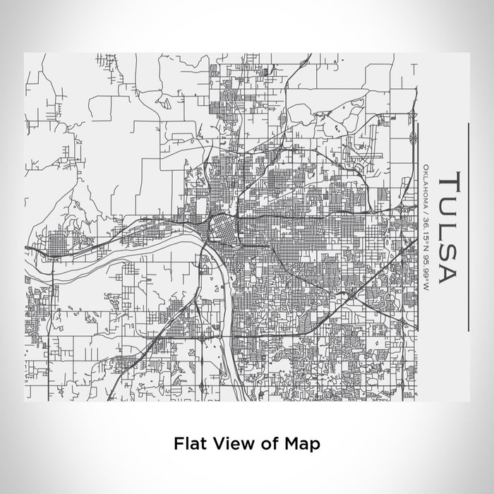 Rendered View of Tulsa Oklahoma Map Engraving on 20oz Stainless Steel Insulated Bottle with Bamboo Top in White