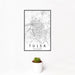 12x18 Tulsa Oklahoma Map Print Portrait Orientation in Classic Style With Small Cactus Plant in White Planter