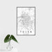 16x24 Tulsa Oklahoma Map Print Portrait Orientation in Classic Style With Tropical Plant Leaves in Water