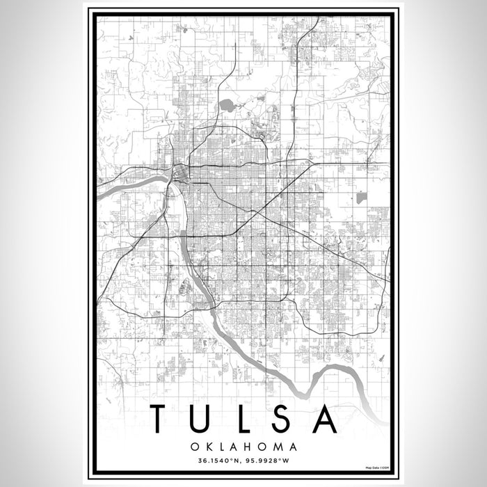 Tulsa Oklahoma Map Print Portrait Orientation in Classic Style With Shaded Background