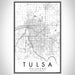 Tulsa Oklahoma Map Print Portrait Orientation in Classic Style With Shaded Background