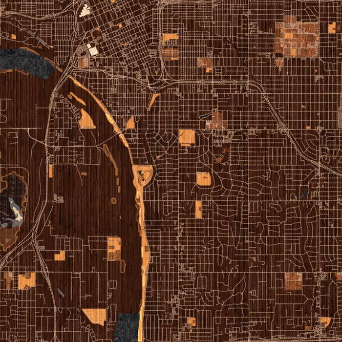 Tulsa Oklahoma Map Print in Ember Style Zoomed In Close Up Showing Details