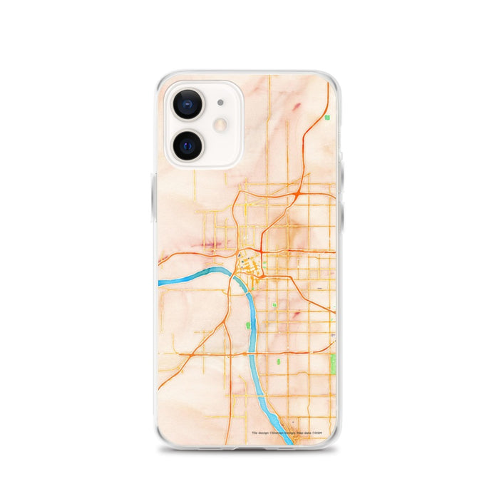 Custom Tulsa Oklahoma Map iPhone 12 Phone Case in Watercolor