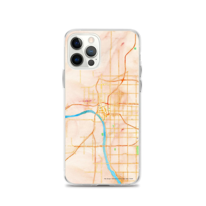 Custom Tulsa Oklahoma Map iPhone 12 Pro Phone Case in Watercolor
