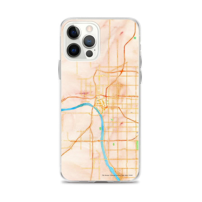 Custom Tulsa Oklahoma Map iPhone 12 Pro Max Phone Case in Watercolor