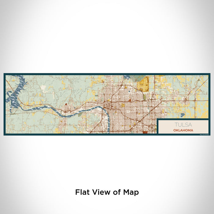 Flat View of Map Custom Tulsa Oklahoma Map Enamel Mug in Woodblock