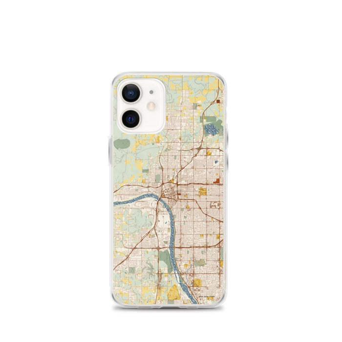 Custom Tulsa Oklahoma Map iPhone 12 mini Phone Case in Woodblock