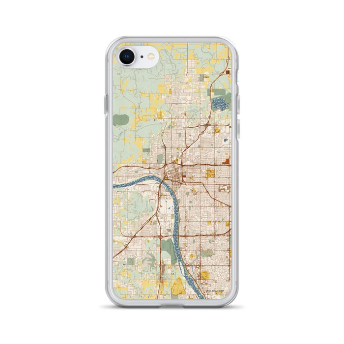 Custom Tulsa Oklahoma Map iPhone SE Phone Case in Woodblock