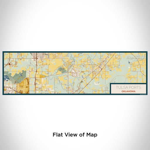 Flat View of Map Custom Tulsa Ports Oklahoma Map Enamel Mug in Woodblock
