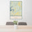 24x36 Tumbling Shoals Arkansas Map Print Portrait Orientation in Woodblock Style Behind 2 Chairs Table and Potted Plant