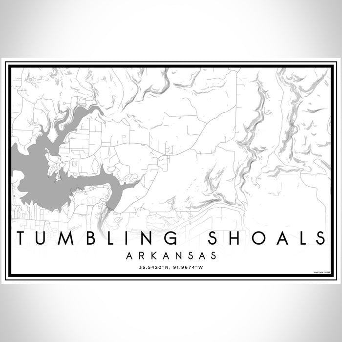 Tumbling Shoals Arkansas Map Print Landscape Orientation in Classic Style With Shaded Background