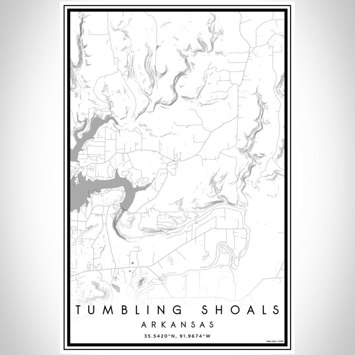 Tumbling Shoals Arkansas Map Print Portrait Orientation in Classic Style With Shaded Background