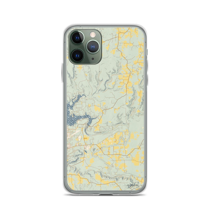 Custom iPhone 11 Pro Tumbling Shoals Arkansas Map Phone Case in Woodblock