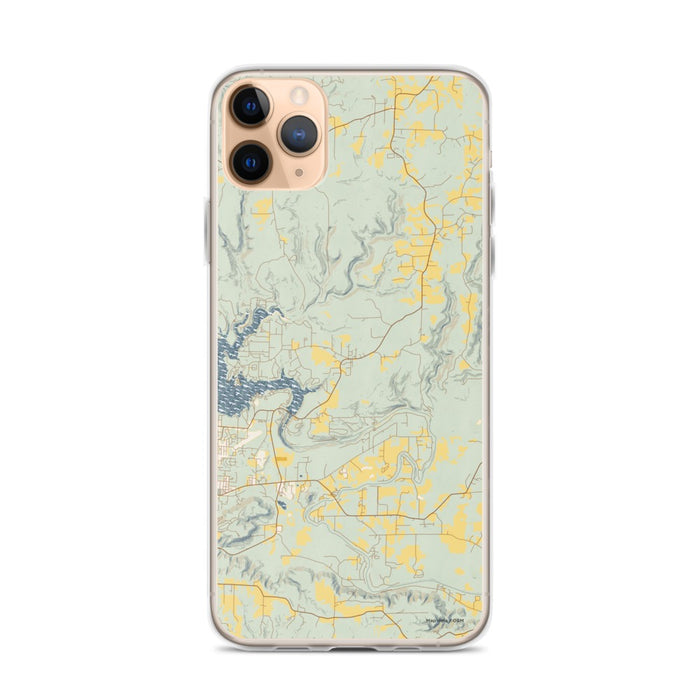 Custom iPhone 11 Pro Max Tumbling Shoals Arkansas Map Phone Case in Woodblock